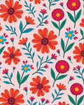 Bright Red Orange Floral Pattern Rug - Cutout View