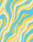 Bright Yellow Blue Cream Swirl Rug - Cutout View