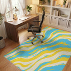 Bright Yellow Blue Cream Swirl Rug Office View