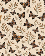 Brown Butterfly Leaf Pattern Rug - Cutout View