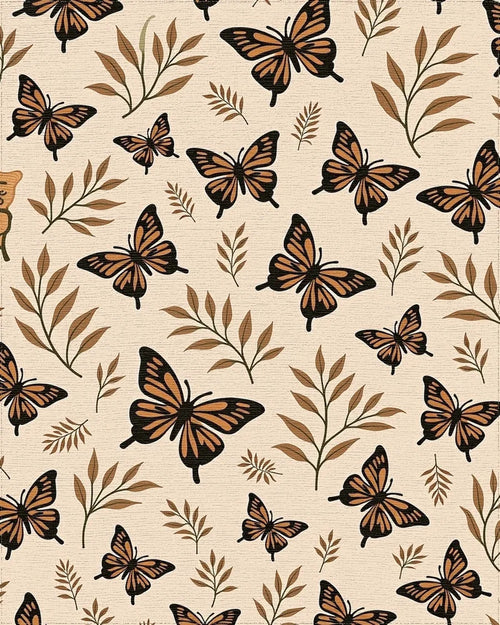 Brown Butterfly Leaf Pattern Rug - Cutout View