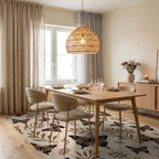 Brown Butterfly Leaf Pattern Rug Dining Room View
