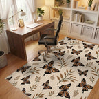 Brown Butterfly Leaf Pattern Rug Office View