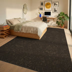 Brown Damask Scrollwork Medallion Rug Bedroom View