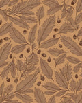 Brown Earthy Acorn Leafy Branches Rug - Cutout View