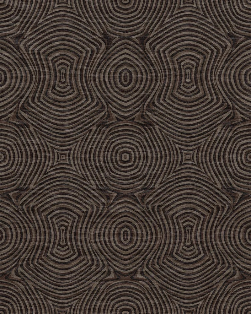 Brown Ocular Concentric Wave Rug - Cutout View