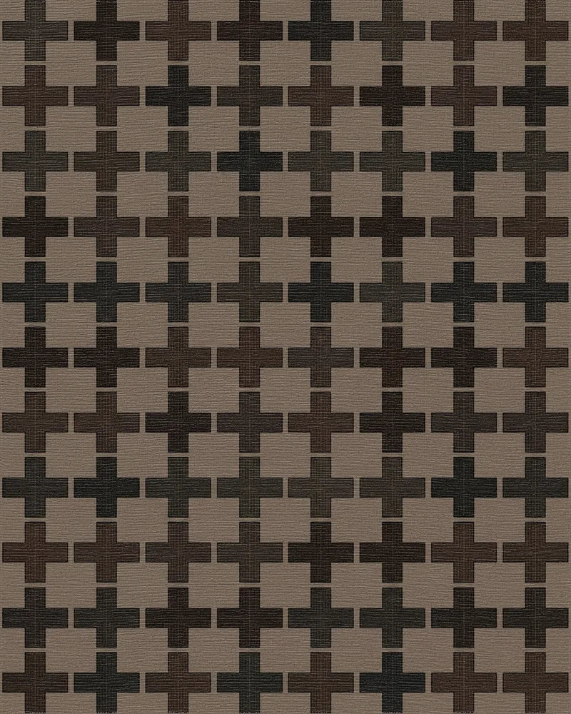 Brown Woven Cross Contemporary Rug - Cutout View