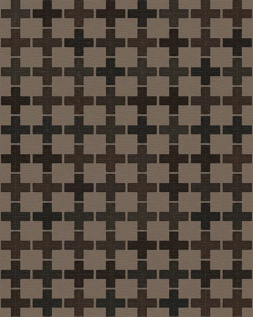 Brown Woven Cross Contemporary Rug - Cutout View
