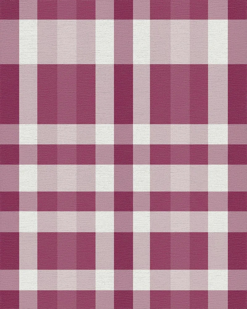 Burgundy Cream Plaid Lattice Rug - Cutout View