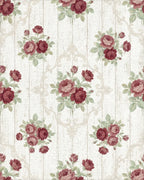 Burgundy Floral Acanthus Scroll Medallion Rug - Cutout View