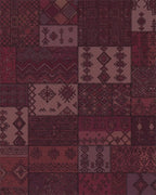 Burgundy Folk Art Patchwork Rug - Cutout View