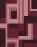 Burgundy Geometric Abstract Shapes Rug - Cutout View