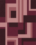 Burgundy Geometric Abstract Shapes Rug - Cutout View