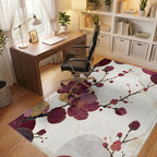 Burgundy Gold Blossom Branch Rug - Office View