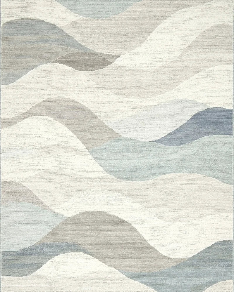 Calm Abstract Wave Blue Rug - Cutout View
