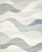 Calm Abstract Wave Blue Rug - Cutout View