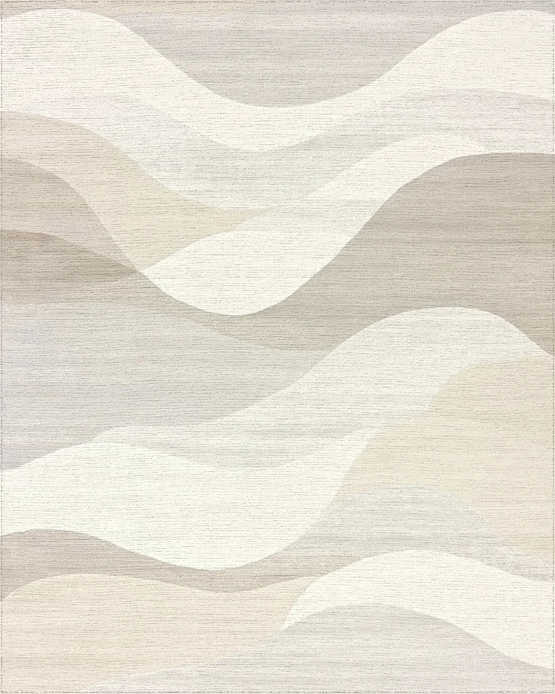 Calm Natural Abstract Landscape Waves Rug - Cutout View