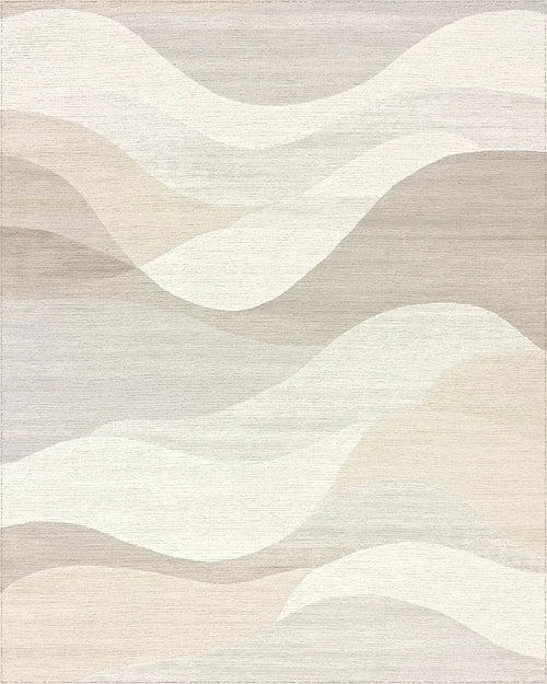Calm Natural Abstract Landscape Waves Rug - Cutout View