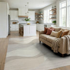 Calm Natural Abstract Landscape Waves Rug - Living Room View