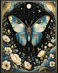 Celestial Blue Butterfly Floral Night Rug - Cutout View