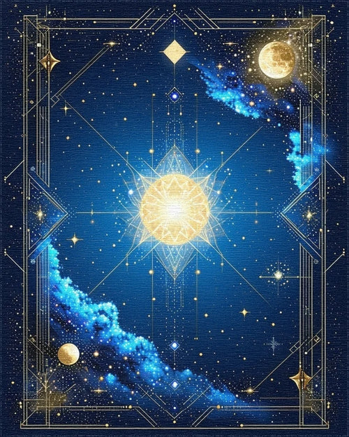 Celestial Gold Radiant Sunburst Rug - Cutout View
