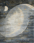 Celestial Gray Moon and Stars Rug - Cutout View