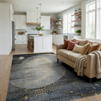 Celestial Gray Moon and Stars Rug - Living Room View