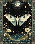Celestial Moon Moth Floral Night Rug - Cutout View