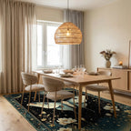 Celestial Moon Moth Floral Night Rug - Dining Room View