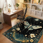 Celestial Moon Moth Floral Night Rug - Office View