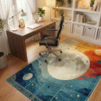 Celestial Moonscape Orange Blue Mountains Rug - Office View