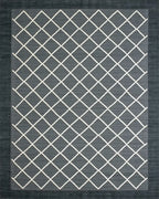 Charcoal Diamond Grid Border Rug - Cutout View
