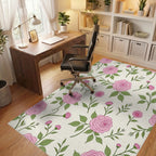 Charming Pink Rose Floral Pattern Rug Office View