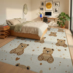 Charming Teddy Bear Collage Rug - Bedroom View