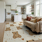 Charming Teddy Bear Collage Rug - Living Room View
