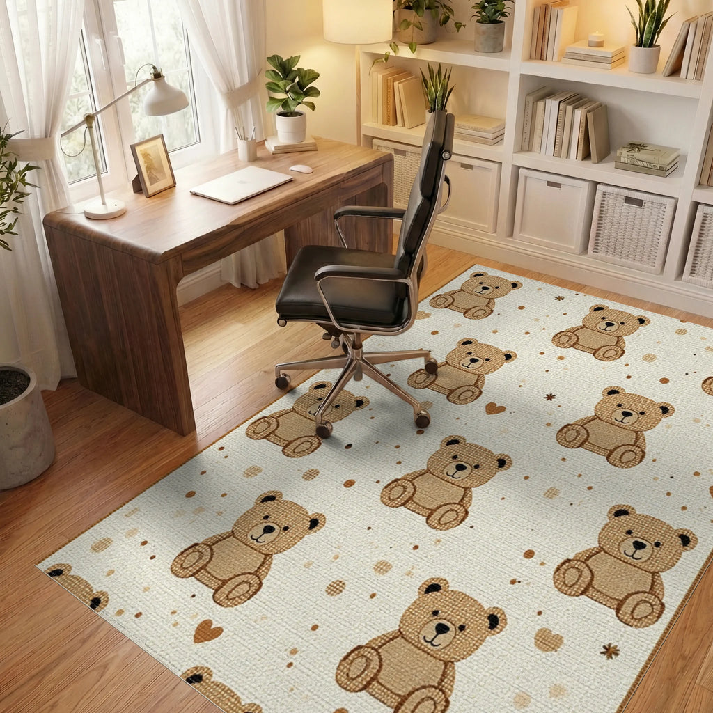 Charming Teddy Bear Collage Rug - Office View