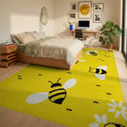 Cheerful Yellow Bee Garden Rug - Bedroom View