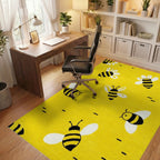 Cheerful Yellow Bee Garden Rug - Office View