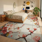 Cherry Blossom Branch Floral Accent Rug Bedroom View