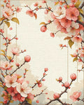 Cherry Blossom Branch Floral Accent Rug - Cutout View