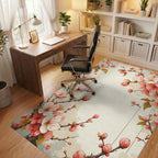 Cherry Blossom Branch Floral Accent Rug Office View