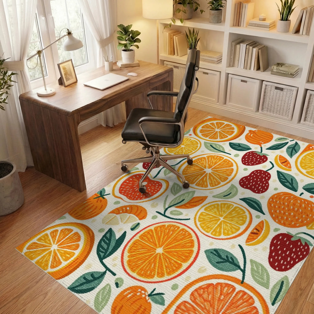 Citrus Fruit Strawberry Medley Rug - Office View
