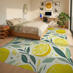 Citrus Grove Lemon Slice Pattern Rug Bedroom View