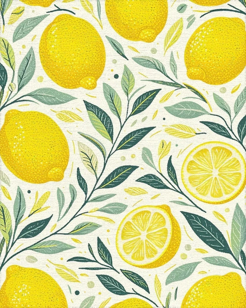 Citrus Grove Lemon Slice Pattern Rug - Cutout View