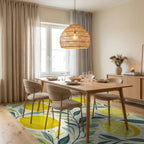 Citrus Grove Lemon Slice Pattern Rug Dining Room View