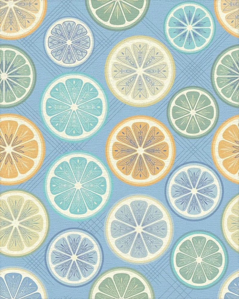 Citrus Medley With Blue Grid Rug - Cutout View