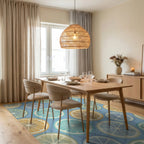 Citrus Medley With Blue Grid Rug Dining Room View