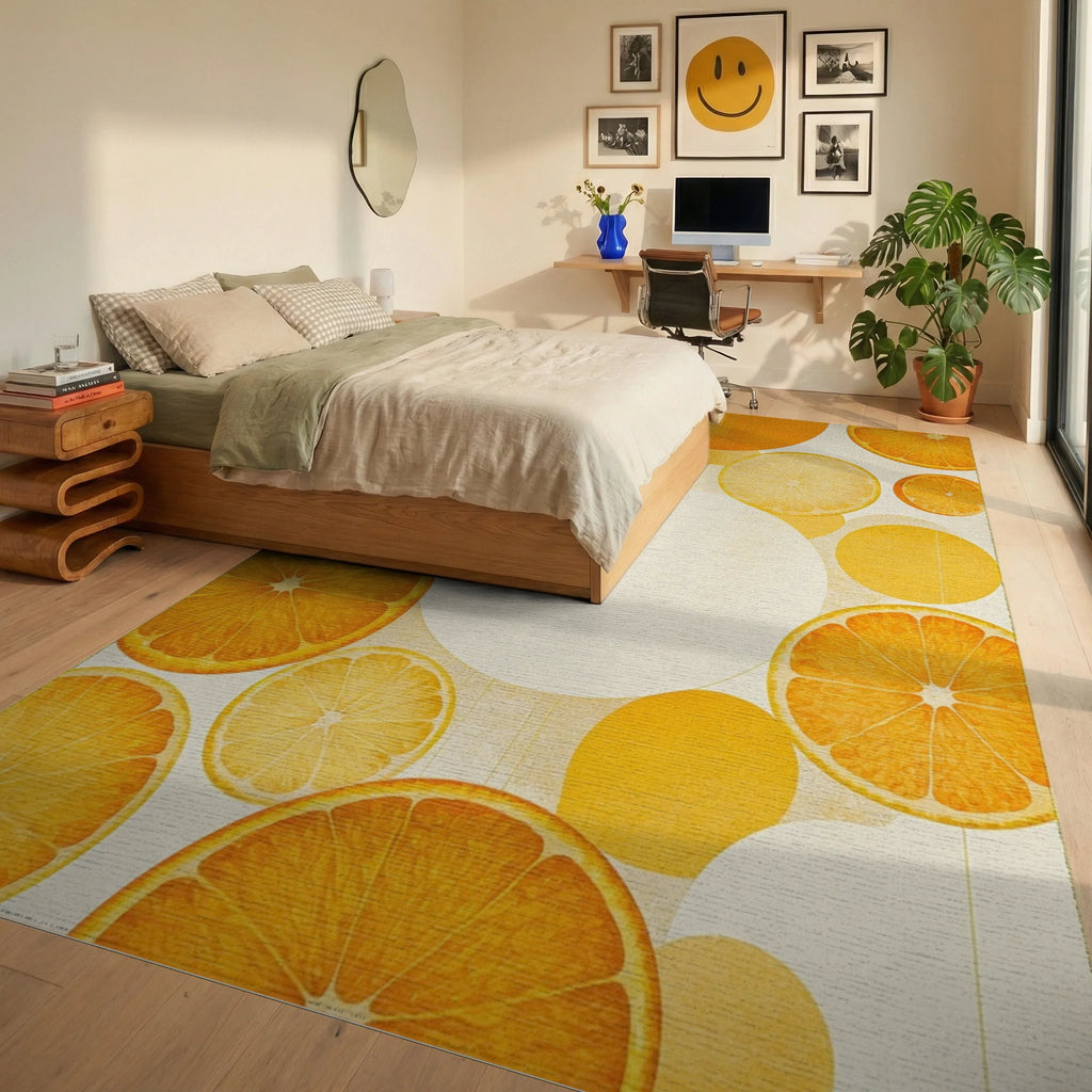 Citrus Slices Bright Abstracts Rug Bedroom View