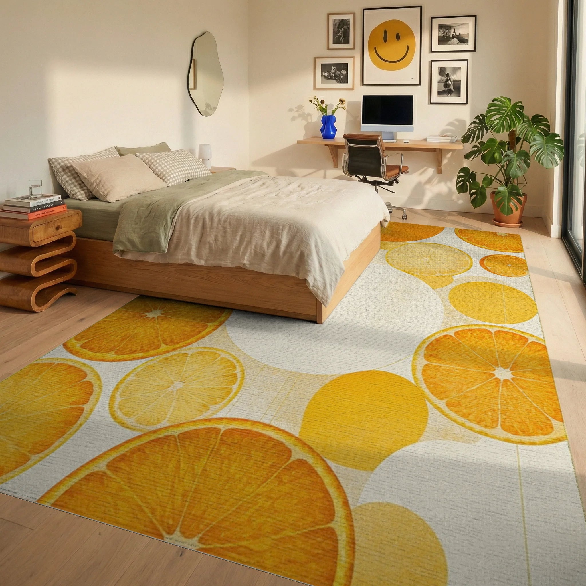 Citrus Slices Bright Abstracts Rug Bedroom View
