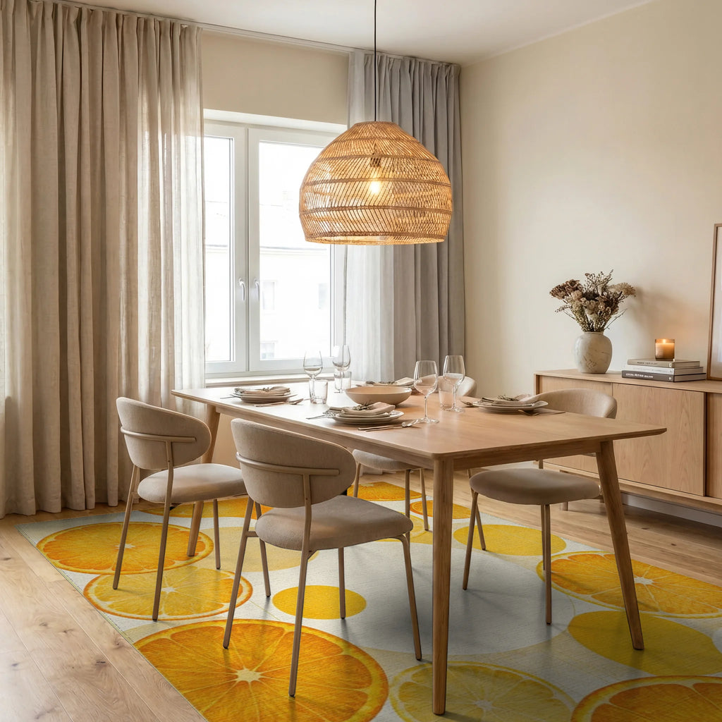 Citrus Slices Bright Abstracts Rug Dining Room View